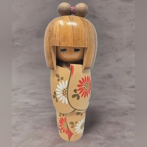 Kokeshi Doll By Hajime "The Scent Of Plum" Hand Made Wood & Painted Japenese